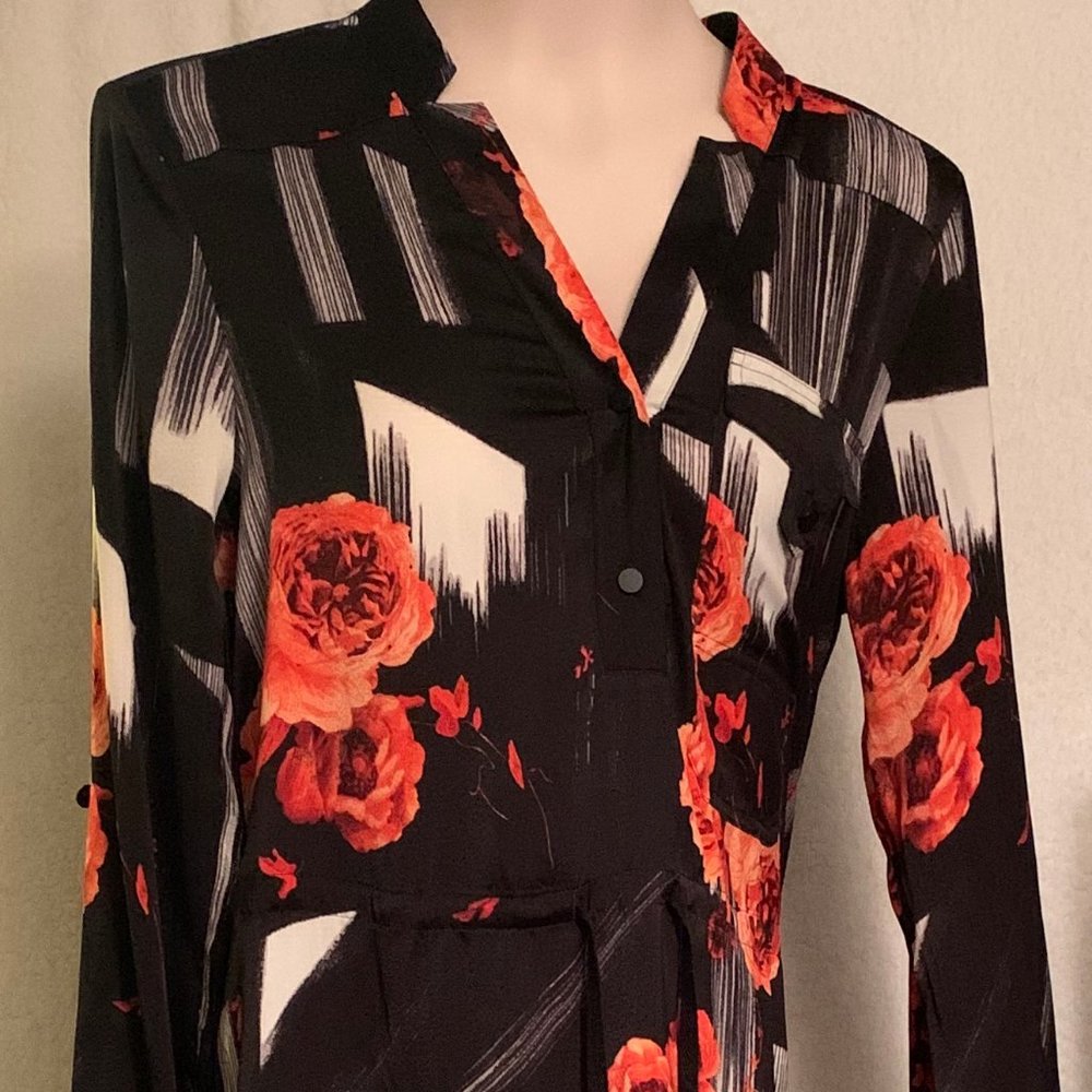 Rose Abstract dress with Mess lining Size M